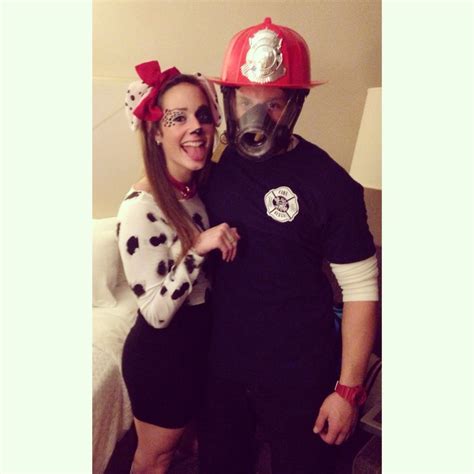 Firefighter And Dalmation Coatume Diy Couples Costume Cute Couples Costumes Cute Couple