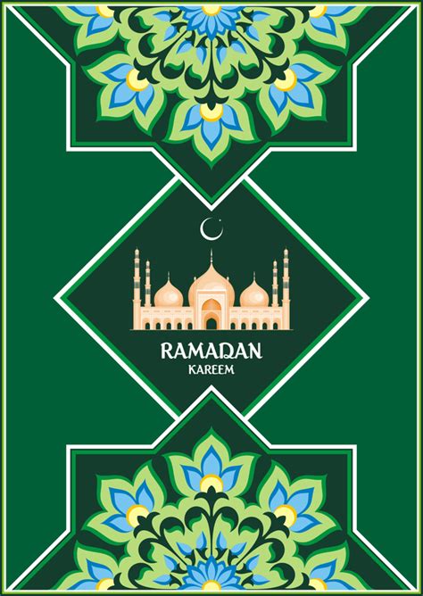 Green Ramadan Greeting Card Vector 02 Free Download