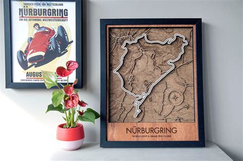 Nurburgring Layered 3d Wood Race Track Map Wall Art Etsy