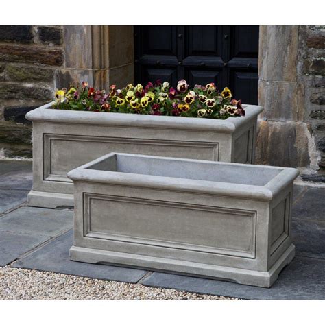 Orleans Cast Stone Planter Box In 2021 Stone Planters Rectangle