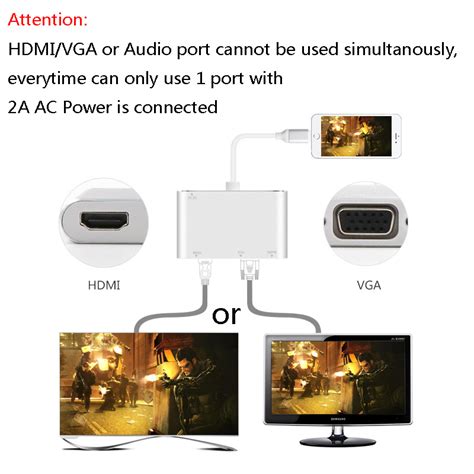 Lightning To Hdmi And Vga With Audio Port Mf Converter Adapter Usb