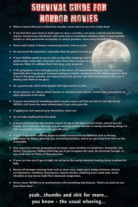 Find the latest horror movie showtimes, reviews, tickets + more. Horror movie survival guide 1