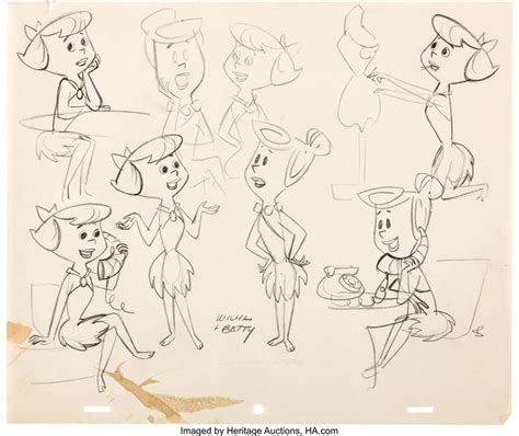The Flintstones Wilma And Betty Model Sheet Hanna Barbera C Lot