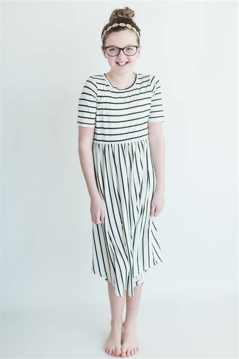 The Everly Striped Modest Dress For Girls Girls Dresses Tween