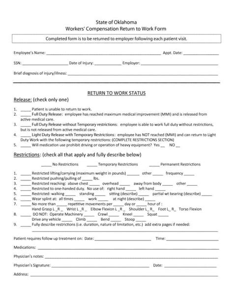 A doctor's note is a document prepared by a doctor for his/her patient who is sometimes, employers need more than just simple prescription and hospital documents. 44 Return to Work & Work Release Forms - Printable Templates