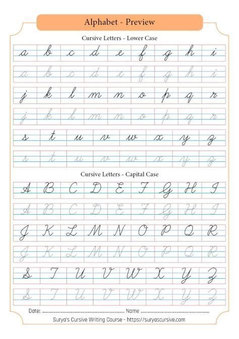 Cursive Alphabet Worksheets Printable Learning Cursive English