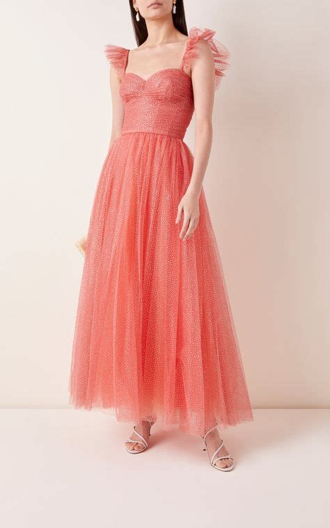 Monique Lhuillier Ruched Glittered Tulle Gown Tulle Gown Gowns Fashion