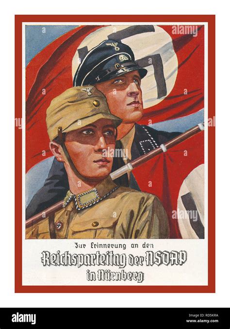 1936 Reichsparteitag Karte Mit Sa Und Ss Mann Immagini E Fotografie