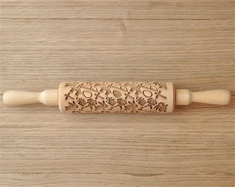 Easter Pattern Embossed Rolling Pin Engraved Rolling Pin Etsy