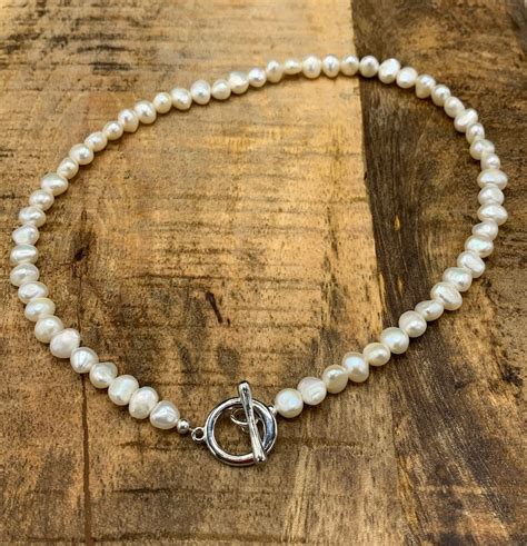 Freshwater Baroque Pearl Toggle Clasp Choker Necklace Genuine Etsy