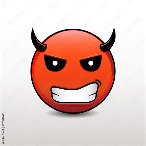 Angry Devil Emoticon Vector Emoji Smiley Stock Vector Adobe Stock