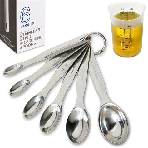 Stainless Steel Measuring Spoons Stackable 6 Pcs With Free Flexible