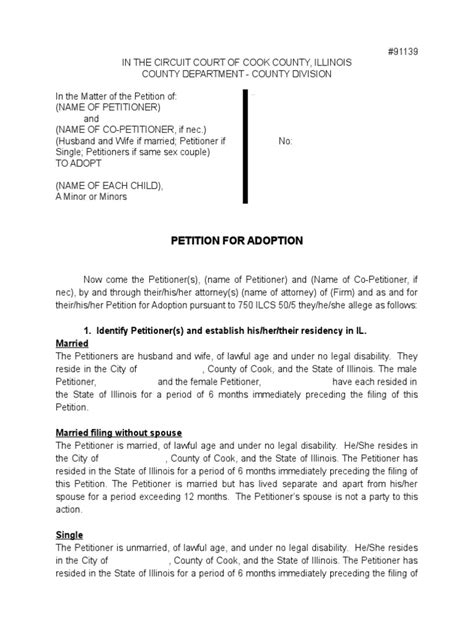Petition For Adoption Pdf Adoption Child Custody