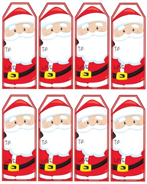 Santa Claus T Tags Printable Christmas Tags Instant