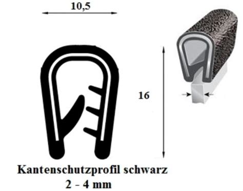 Kantenschutzprofile, kantenschutzbänder, klemmprofile, kantenschutzprofil und kederband. Kantenschutzprofil 2-4 mm schwarz (100 m) - Onlineshop ...