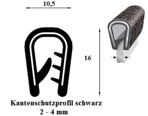 (die bestellte menge wird bis 100 meter als ein stück geliefert). Kantenschutzprofil 2-4 mm schwarz (100 m) - Onlineshop ...