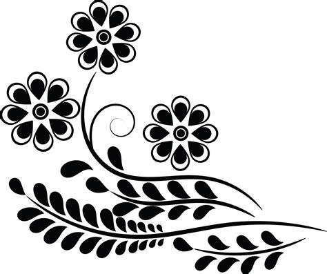 Simple Flower Design Clip Art Black And White