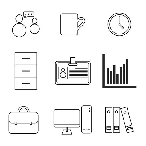 Office Icon Set Flat Design 7823461 Vector Art At Vecteezy