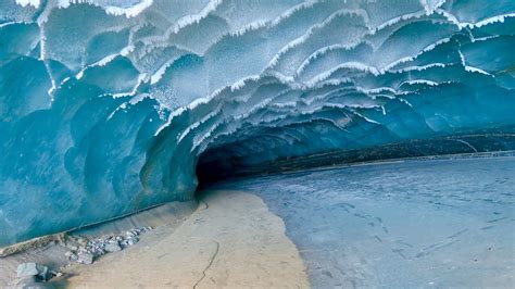 Hidden Ice Cave In Castner Glacier Alaska Arctic Hiking From