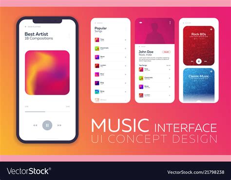 Mobile Ui Design Concept Music Player Interface Vector Image