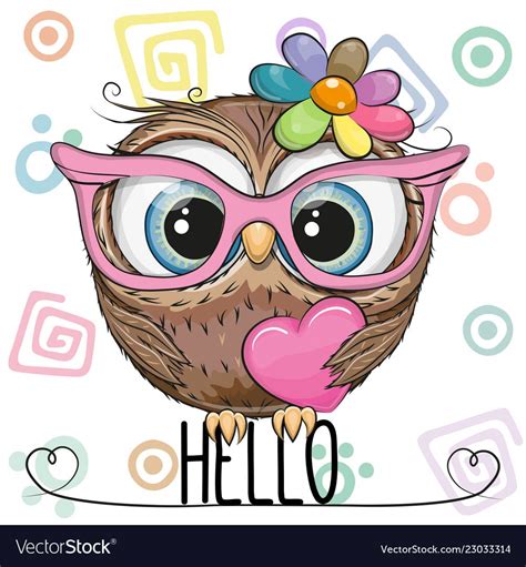 Cute Owl In A Pink Glasses With Heart Royalty Free Vector Coruja No