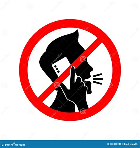 Quiet Please No Phone Talking Prohibition Sign Stock Vector
