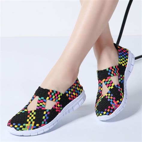 Tkn 2019 Summer Women Flats Shoes Women Woven Elastic Shoes Cutout