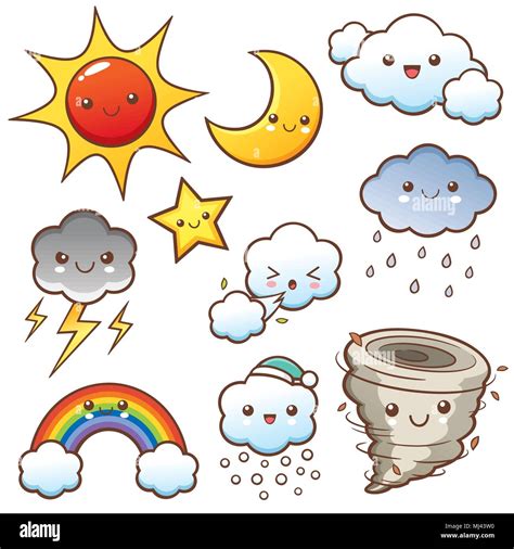 Vector Illustration Of Cartoon Weather Set Vocabulary Stock Vector