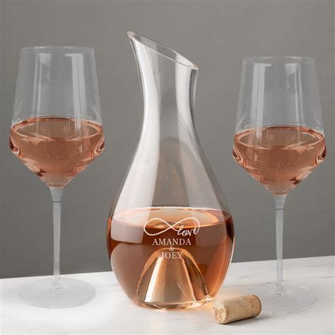 Engraved Infinity Love Wine Carafe And Wine Glass Set Custom Wedding T Engagement Ts