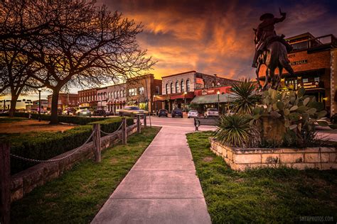 Sunset On The Square In Downtown San Marcos Tx