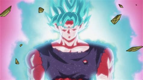 Goku attacks his enemy and sends them flying backwards. Wallpaper Goku Super Saiyan God Blue in 2020 | Goku super ...
