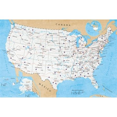 Map Of Usa Road Map Laminated Poster 36 X 24
