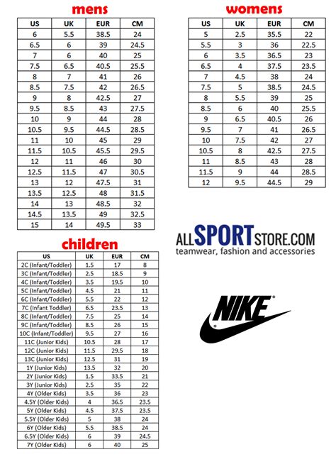 Nike Shoe Size Chart Youth Npssonipat Com