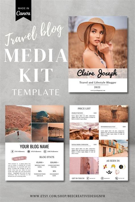 Media Kit Template Canva Influencer Media Kit Travel Blog Media Kit