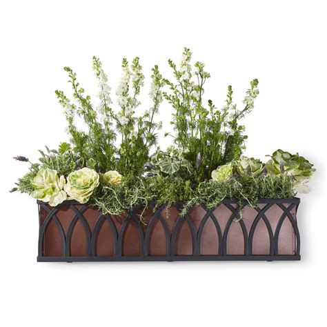 Window Boxes By Material Wrought Iron Hooks And Lattice