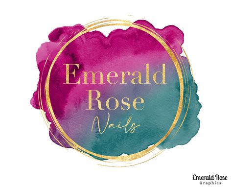 Pre Made Pink Teal And Gold Logo Business Watercolour Logo Etsy