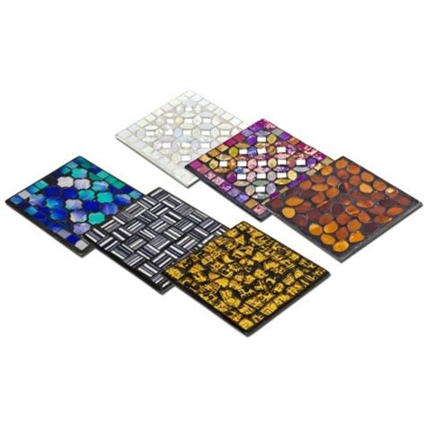 Mosaic Glass Coasters Set Of 6 French Style Accessories