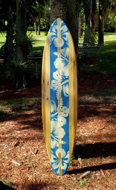 Blue Vintage Distressed Surfboard Wall Art Solid Wood Customizable
