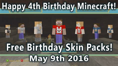 Minecraft Xbox 360 Happy 4th Birthday Minecraft Free Birthday Skin