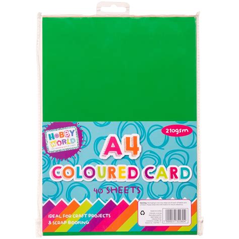 Hobby World A4 Coloured Card 40pk Kids Arts And Crafts Bandm