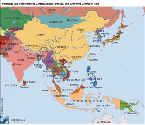 Asien Karten Länder Hauptstädte Gebirge Flüsse Meere