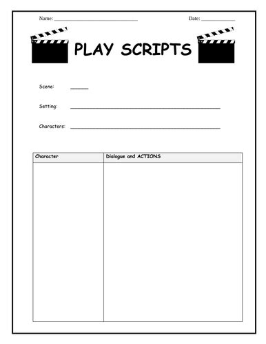 Play Script Writing Template By Lresources4teachers Teaching