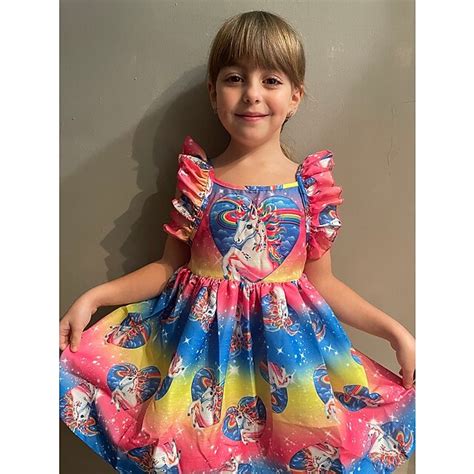 Kids Toddler Girls Dress Rainbow Floral Patchwork Party Casual Holiday