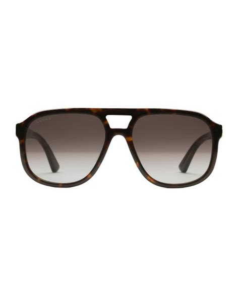 gucci navigator frame sunglasses in brown for men lyst