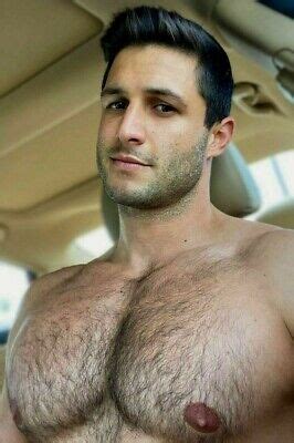 Shirtless Male Beefcake Muscular Huge Hairy Pecs Chest Car Hunk Photo X G Ebay