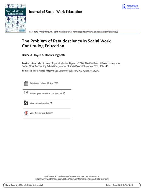 Pdf The Problem Of Pseudoscience In Social Work Education