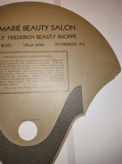 Rose Marie Beauty Salon Brookline Pa Vintage Advertising Fan Pittsburgh