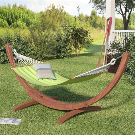 Grissom Free Standing Cotton Patio Hammock With Stand Outdoor Decor