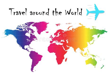 Multi Colored World Map With Travel Around The World Stock Vector