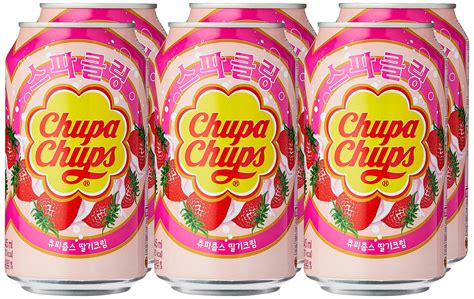 Namyang Chupa Chups Sparkling Soda Strawberry Flavor 345ml Strawberry